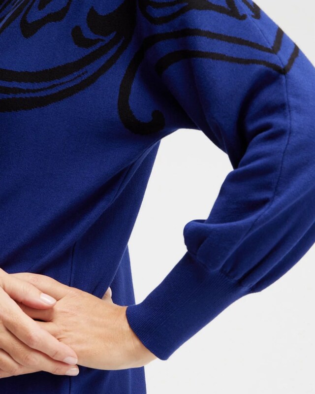 Blue Print Pullover Sweater - image 4